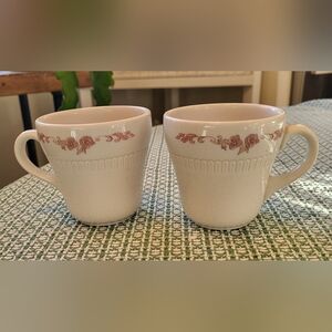 Set of 2 Syracuse China Montlynn Cup Restaurant Ware Floral Rose Coffee Tea 8oz